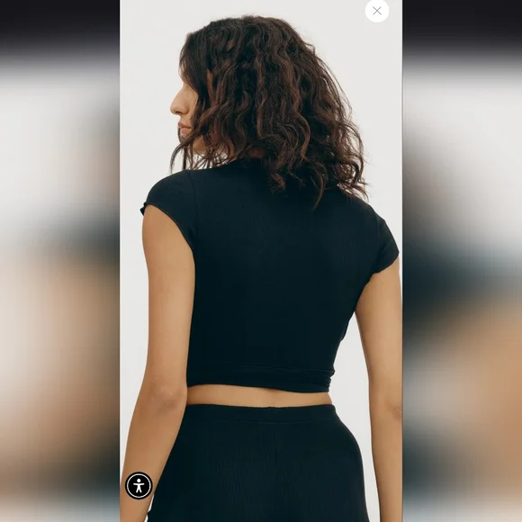 Organic Basics Core Rib Wrap Crop Top XS - Picture 2 of 5